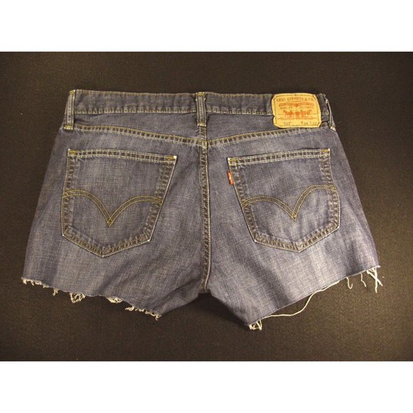 LEVIS 527 CUTOFF JEANS SHORTS 33 MEASURED Denim Daisy Dukes HIGH WAIST - Picture 2 of 11